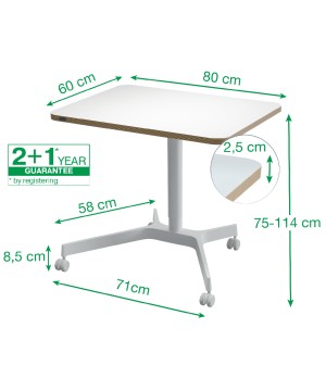 Kompaktiškas elektrinis LEITZ ERGO stalas 80x60, baltas