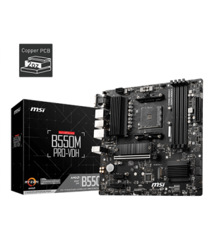 MSI | B550M PRO-VDH | Processor family AMD | Processor socket AM4 | DDR4 | Memory slots 4 | Number of SATA connectors 4 | Chipse