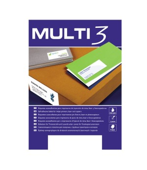Lipnios etiketės MULTI-3, 70 x 50,8 mm, A4, 100 lapų, balta