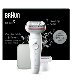 Braun Epilator | SES9-030 Silk épil 9 | Operating time (max) 50 min | Number of power levels 2 | Wet & Dry | White/Rose