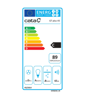 CATA | Hood | GT-PLUS 45 X/M | Canopy | Energy efficiency class C | Width 60 cm | 645 m³/h | Mechanical control | LED | Stainles