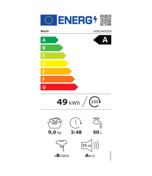 Bosch | Washing Machine | WGG244ZSSN | Energy efficiency class A | Front loading | Washing capacity 9 kg | 1400 RPM | Depth 64 c