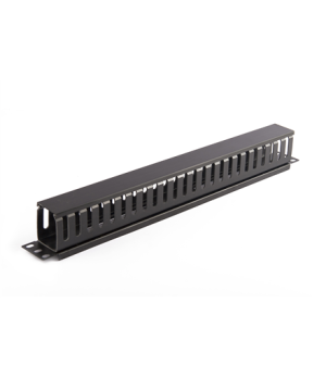 SOMI Networks | 19“ Cable Management Bar with Plastic Duct and Cover | CMB-04 | Black | Ring Diameter 45x50mm