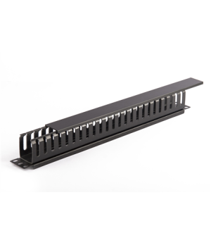 SOMI Networks | 19“ Cable Management Bar with Plastic Duct and Cover | CMB-04 | Black | Ring Diameter 45x50mm