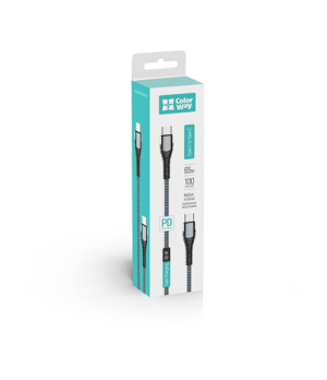 ColorWay Cable Type-C - Type-C (PD Fast Charging 65W) 3.0А, 1m | CW-CBPDCC040-GR