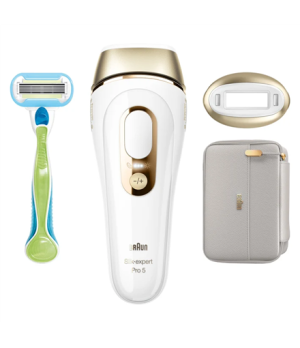 Braun | Epilator | PL5054 Silk-expert Pro 5 IPL | Bulb lifetime (flashes) 400.000 | Number of power levels 10 | White/Gold