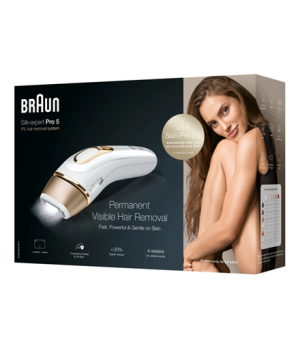 Braun | Epilator | PL5054 Silk-expert Pro 5 IPL | Bulb lifetime (flashes) 400.000 | Number of power levels 10 | White/Gold