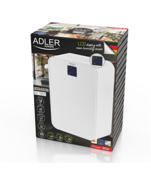 Adler | Thermo-electric Dehumidifier | AD 7860 | Power 150 W | Suitable for rooms up to 30 m³ | Water tank capacity 1 L | White