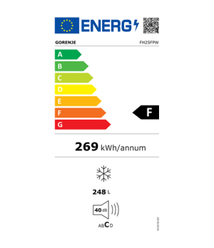 Gorenje Freezer FH25FPW Energy efficiency class F Chest Free standing Height 84.7 cm Total net capacity 248 L White