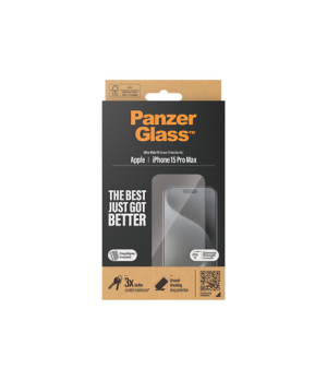 PanzerGlass | Screen protector | Apple | IPhone 15 Pro Max | Glass | Transparent | Ultra-wide fit, Scratch resistant, Drop prote