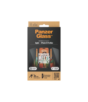 PanzerGlass | Privacy Screen Protector | Apple | iPhone 15 Pro Max | Tempered glass | Black | Ultra-Wide Fit W. Easyaligner