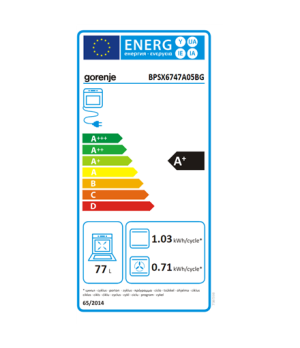 Gorenje | Oven | BPSX6747A05BG | 77 L | Multifunctional | EcoClean | Touch | Steam function | Convection | Height 59.5 cm | Widt