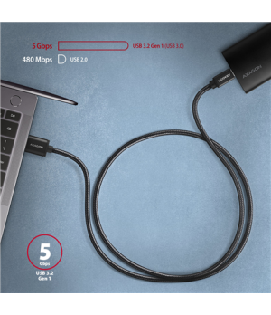 AXAGON Data and charging cable | BUCM3-AM20AB | USB Type-C to USB Type-A