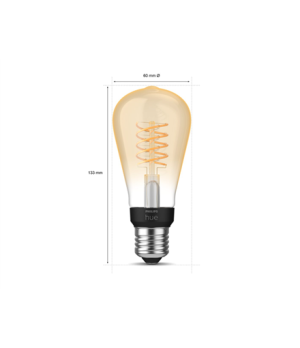 Philips Hue W 7.2W Filament ST64 E27 | Philips Hue | Hue W 7.2W Filament ST64 E27 | E27 | 7 W | Soft white 2100K | Bluetooth and