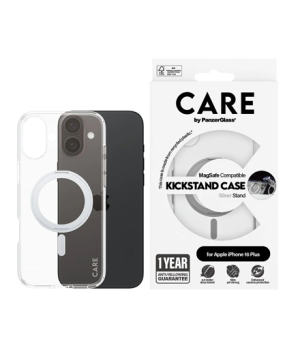 CARE by PanzerGlass Case Feature | Back protection | Apple | iPhone 16 Plus | Recycled plastic | Silver | Kickstand & MagSafe