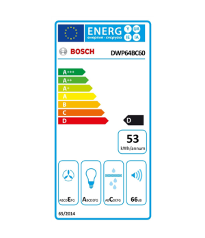 Bosch | Hood | DWP64BC60 | Wall mounted | Energy efficiency class D | Width 60 cm | 365 m³/h | Mechanical control | LED | Black