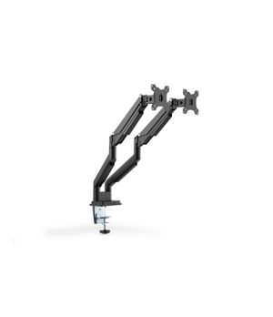 Digitus | Desk Mount | Universal Dual Monitor Mount with Gas Spring and Clamp Mount | Swivel, height adjustment, rotate | Black