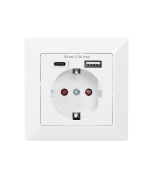 Digitus | Safety Plug for Flush Mounting with 1 x USB Type-C, 1 x USB A