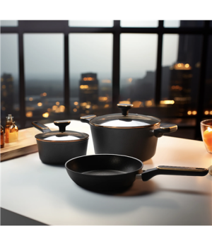 Stoneline | Cookware Set | 22212 | Set | Diameter 18/20/24 cm | Suitable for induction hob | Lid included | Fixed handle | Rose 