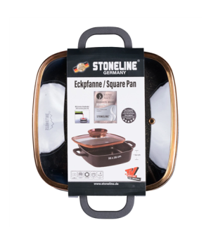 Stoneline Square Pan, Aroma Glass Lid, Rose Gold, 20cm | Stoneline