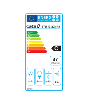 CATA | TFB-5160 BK | Telescopic | Energy efficiency class C | Width 59.5 cm | 300 m³/h | Mechanical control | LED | Black