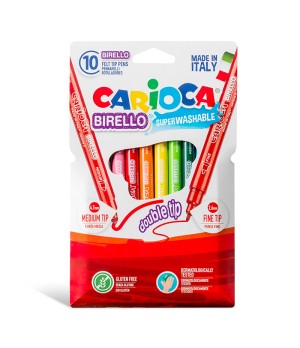 Flomasteriai CARIOCA BIRELLO, dvipusiai, 10 spalvų