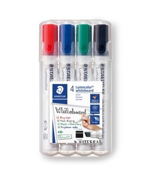 Žymeklis baltai lentai STAEDTLER LUMOCOLOR 351, 2 – 5 mm, 4 spalvų rinkinys