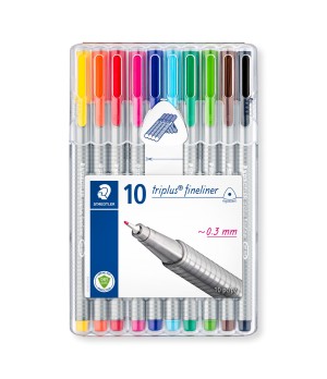 Rašiklis STAEDTLER TRIPLUS FINELINER 334, 0,3 mm, 10 spalvų rinkinys