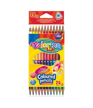 Spalvoti pieštukai dvipusiai, tribriauniai, COLORINO, 12 vnt., 24 spalvų.