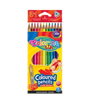 Tribriauniai spalvoti pieštukai Colorino Kids, 12 spalvų+1(aukso/sidabro sp.)