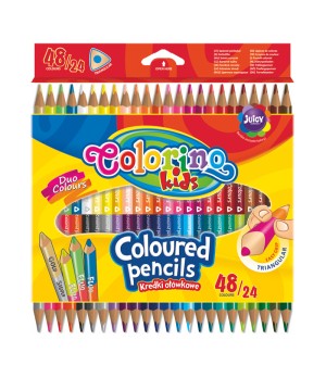 Spalvoti pieštukai, tribriauniai, dvipusiai Colorino Kids, 24vnt./48 spalvų