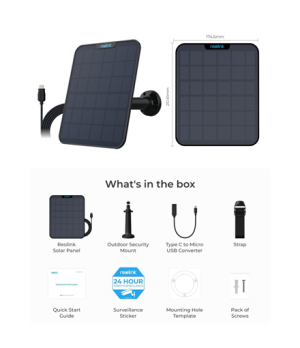 Reolink | Solar charger for video cameras | Solar Panel 2 | IP65