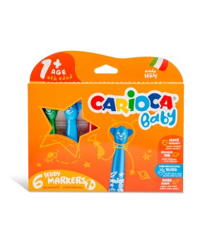 Flomasteriai mažyliams CARIOCA BABY TEDDY MARKER, 6 spalvų