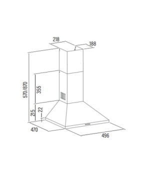 CATA | Hood | V-5000 X | Energy efficiency class C | Wall mounted | Width 50 cm | 478.3 m³/h | Mechanical control | Grey | LED