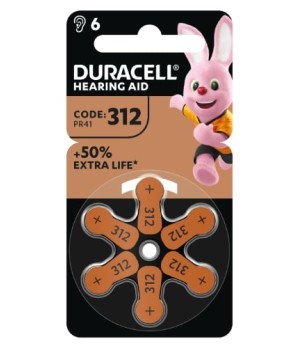 Baterijos klausos aparatui DURACELL 312 PR41, 6 vnt