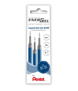 Gelinės šerdelės PENTEL Energel F, 3 vnt., mėlynos sp.