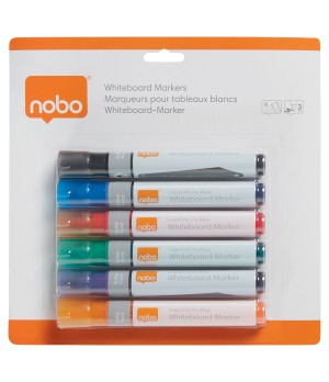 Baltos lentos žymekliai NOBO Liquid Ink, 6 vnt., įv. spalvų