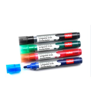 Baltos lentos žymekliai NOBO Liquid Ink, 6 vnt., įv. spalvų