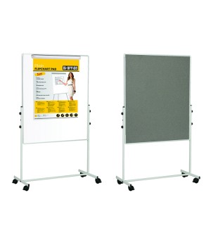 Mobilioji dvipusė lenta BI-OFFICE 70x120, baltoji magnetinė ir pilko veltinio, aliuminio rėmas
