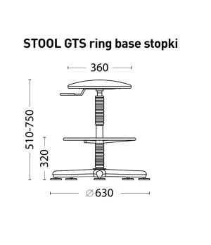 Darbo kėdė STOOL GTS RING STOPKI, dirbtinė oda, V-14, juoda sp.