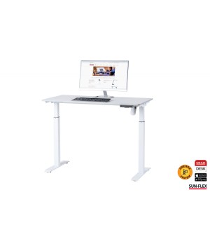 Reguliuojamo aukščio stalas SUN-FLEX®EASYDESK ELITE, elektrinis, vieno variklio, baltas rėmas, 120x60 cm baltas stalviršis