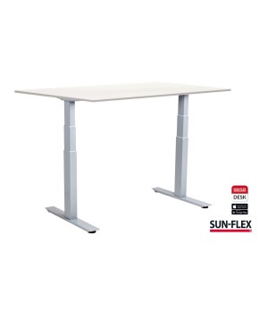 Reguliuojamo aukščio stalas SUN-FLEX®EASYDESK ADAPT, elektrinis, dviejų variklių, baltas rėmas, 140x80 cm, baltas stalviršis