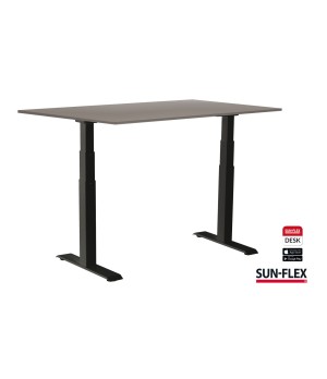 Reguliuojamo aukščio stalas SUN-FLEX®EASYDESK ADAPT, elektrinis, dviejų variklių, juodas rėmas, 140x80 cm,  šv. pilkas stalvirši