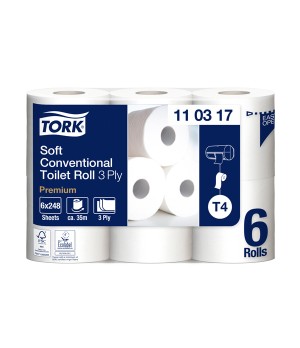 Tualetinis popierius TORK PREMIUM EXTRA SOFT T4, 110317,  9.9cmx34.72m, 3 sl., 6 vnt./pak.