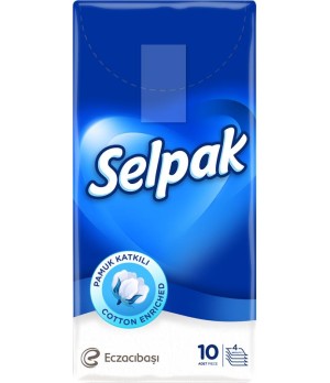 Vienkartinės nosinaitės SELPAK Classic, 4 sl., balta sp., 10 vnt./pak.