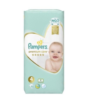 Sauskelnės PAMPERS Premium Care, Value Pack 4 dydis, 52 vnt.