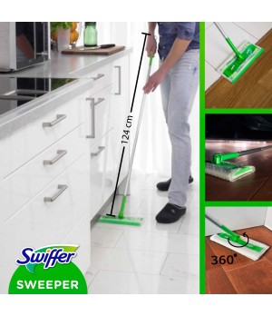 Swiffer Sweeper Starter Kit XXL: šluota,sausos serv.8vnt ir šlapios serv.3vnt