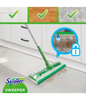 Swiffer Sweeper Starter Kit XXL: šluota,sausos serv.8vnt ir šlapios serv.3vnt