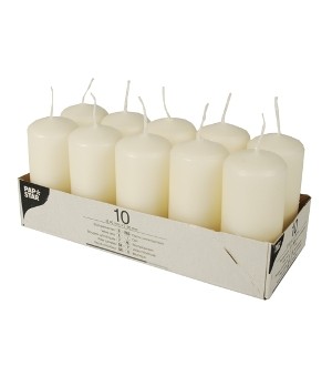 Žvakė - cilindras, kreminė, 9 h, D 4 cm, H 9 cm, 9 h, 10 vnt.