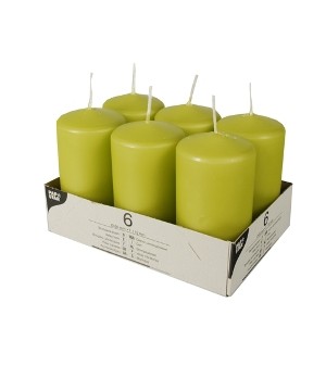 Žvakė - cilindras, kivių spalvos, D 6 cm, H 11,5 cm, 24 h, 6 vnt.